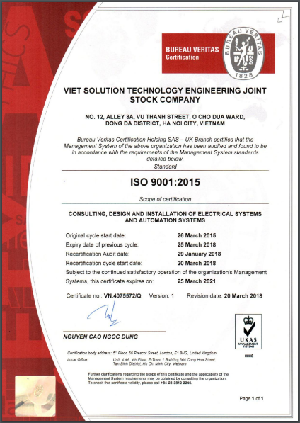  CHỨNG CHỈ ISO 9001 - 2015